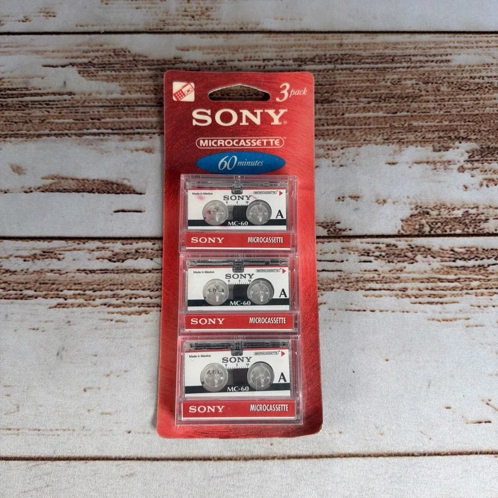 Sony MC-60 Microcassette Recordable Blank Cassette 3 Pack 60 Min New Sealed